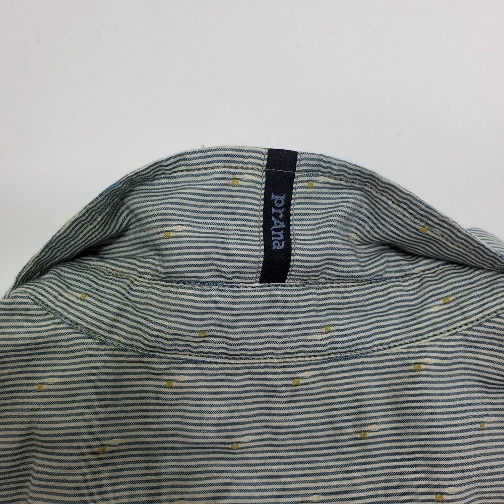 PrAna Shirt Mens Large Green Short Sleeve‎ Button Front Outdoor Hiking Casual